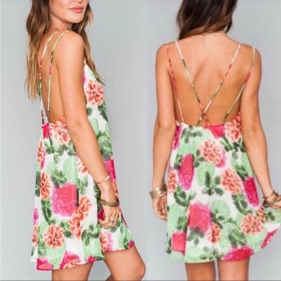 Show Me Your Mumu x Revolve Criss Cross Cactus Bloom Mini Dress Size X-Small - Picture 9 of 10